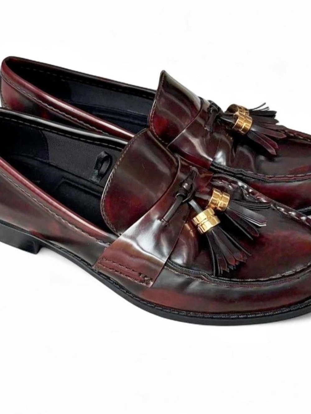 Zara Tassel Loafers in Burgundy & Black